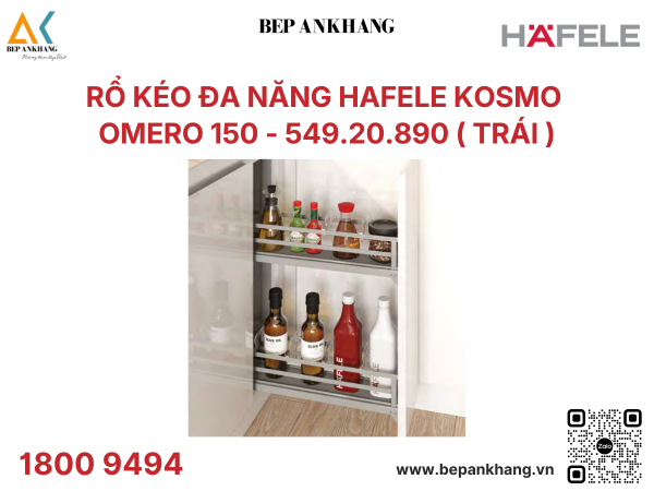 Phụ kiện gia vị trái Hafele Omero 150mm 549.20.890